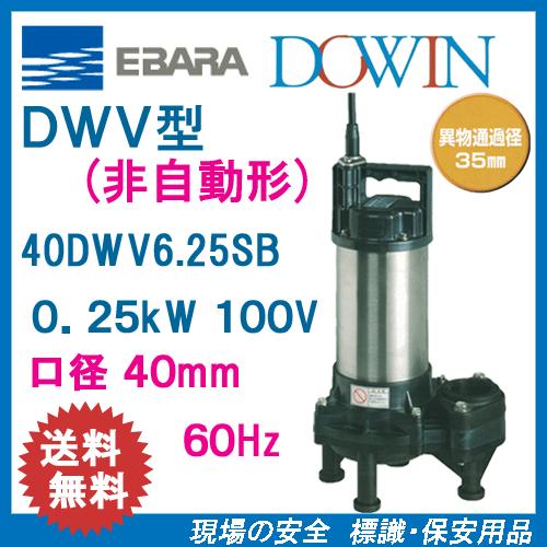 エバラ　樹脂製汚水・汚物用水中ポンプ　４０ＤＷＶ６．２５ＳＢ　０．２５ｋＷ　１００Ｖ　６０Ｈｚ　口径４０ｍｍ　荏原