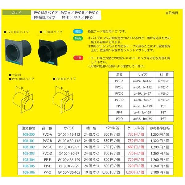 カナイ　PVC傾斜パイプ　PVC-C　φ100×19-97（24個　ケース）