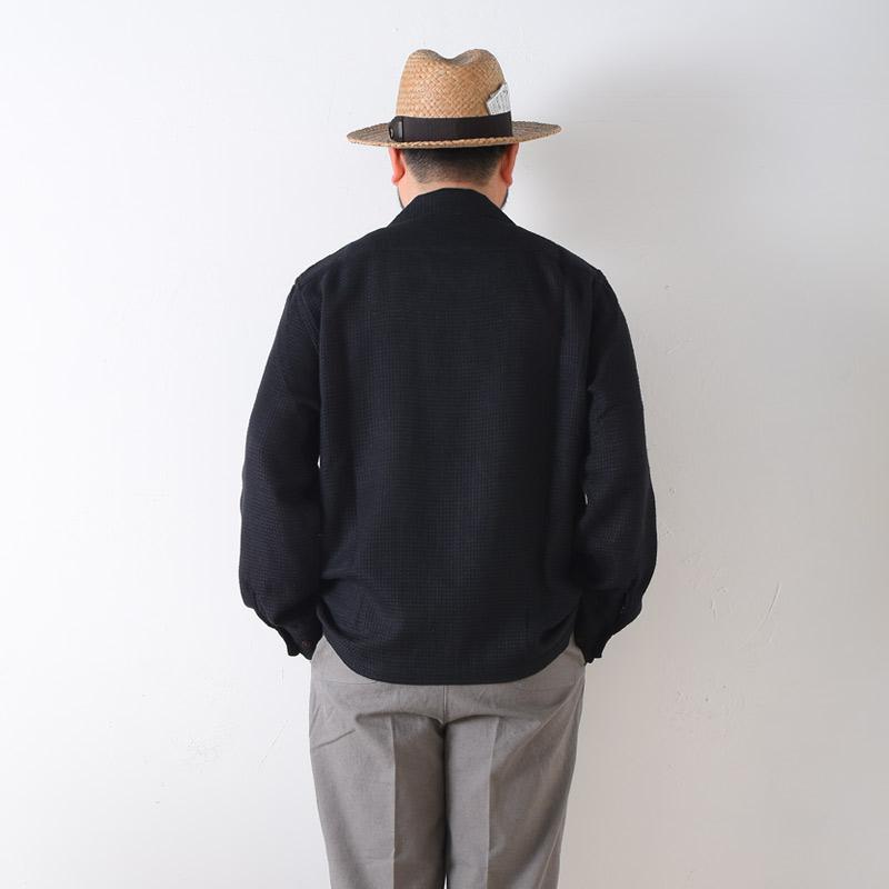 BY GLAD HAND バイ グラッド ハンド EMPIRE ROOM - MESH L/S SHIRTS BK ブラック メッシュ オープンカラー メッシュ シャツ｜genba｜09