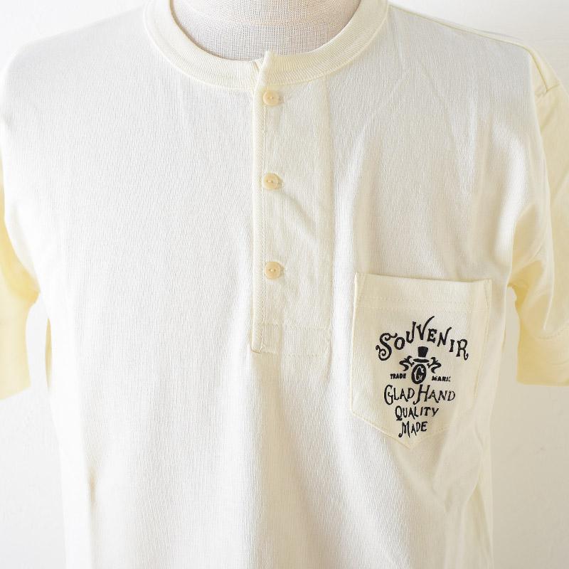 GLAD HAND グラッド ハンド GLAD TIMES - S/S HENRY T-SHIRTS ヘンリー Tシャツ WT ホワイト | GLAD HAND