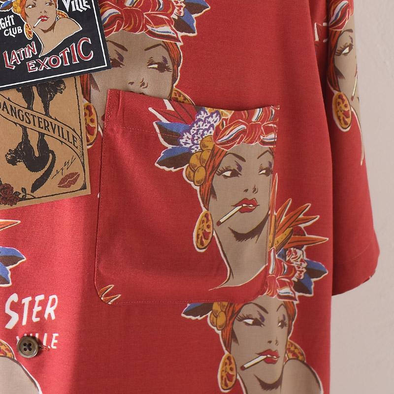 GANGSTERVILLE ギャングスタービル CARMEN - S/S SHIRTS RED 半袖