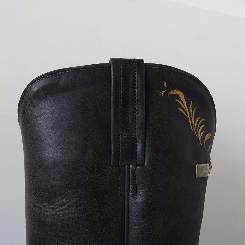 GLAD HAND グラッド ハンド × HTC PECOS BOOT "HANDPAINT" BLK コラボ 別注  ペコスブーツ ハンドペイントの画像