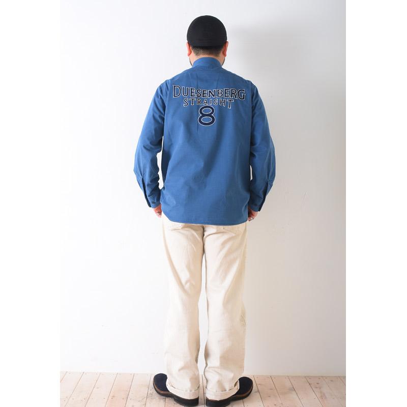 【早い者勝ち】ヴィンテージSchoen Iron Work's 刺繍入り青シャツ 早い者勝ち】ヴィンテージSchoen Iron Work's 刺繍入り青シャツ
