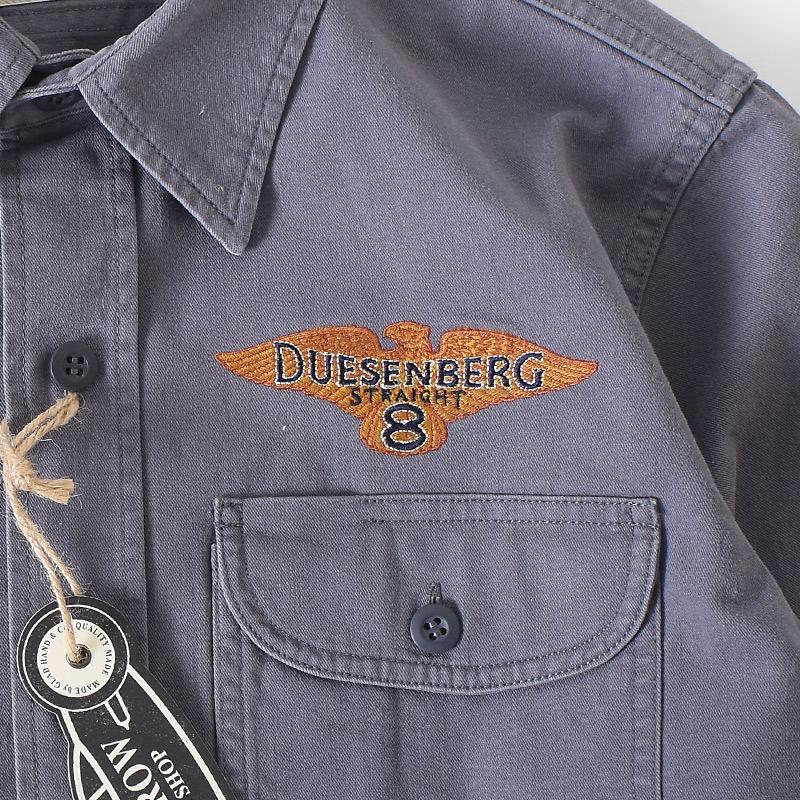 OLD CROW オールド クロウ DUESENBERG - WORK L/S SHIRTS GRAY ワークシャツ チェーン刺繍 GLAD HAND グラッド ハンド｜genba｜07