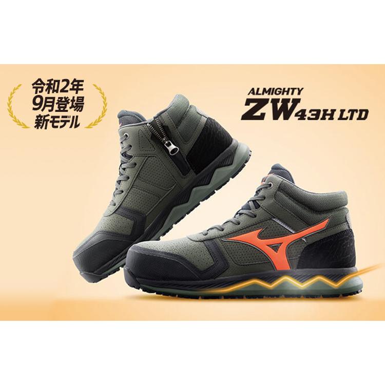 安全靴 ミズノ オールマイティZW43H ブラックxレッド F1GA200309  