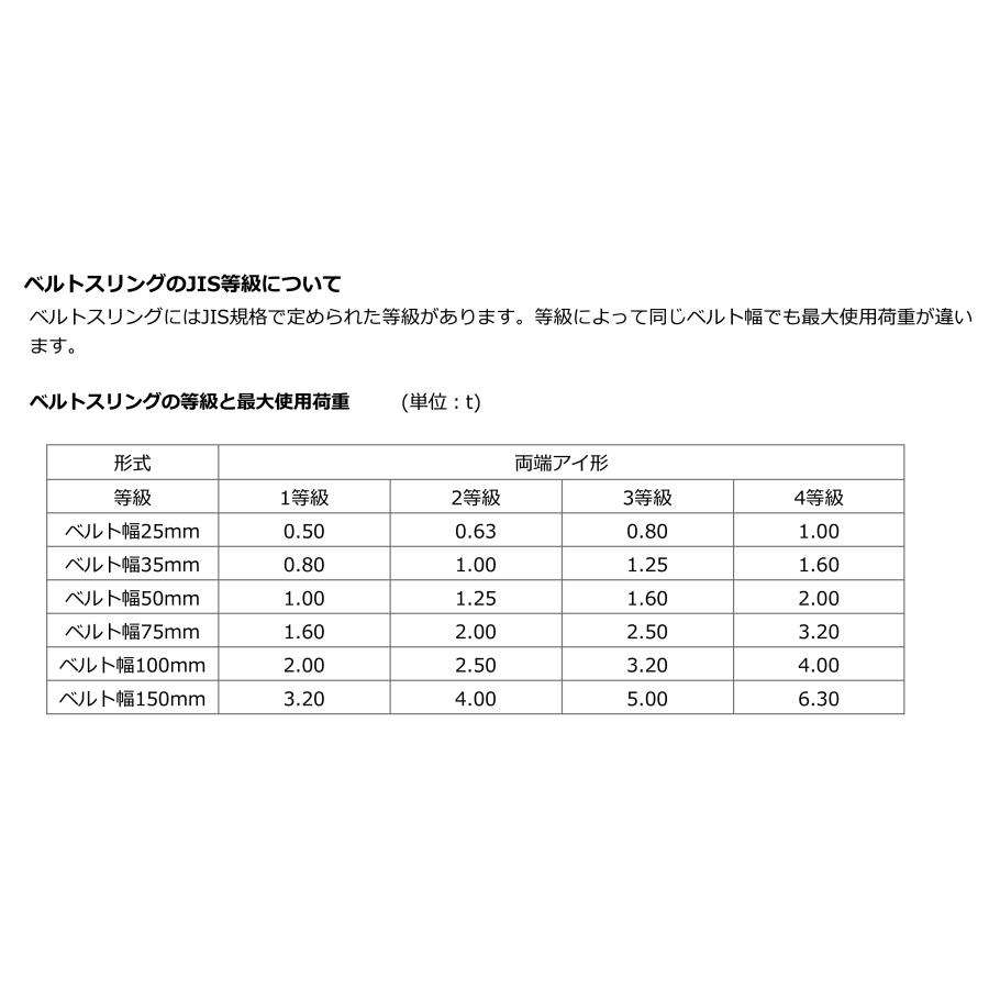 S&P ワンツースリング JIS4等級 ベルトスリング 両端アイ形 幅50mm 長