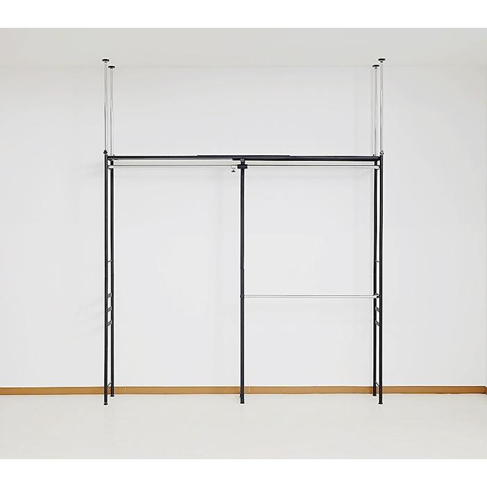 突っ張り式 ハンガーラック 壁面収納 クローゼット ロータイプ ワイド