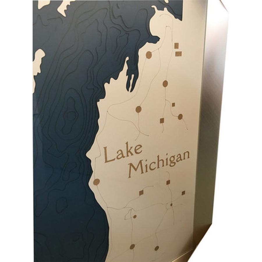 アートフレーム 3D MAP ART Lake Michigan blue 600x800x50mm IMP-61126 bic-6942381s1 送料無料 北欧 モダン 家具 インテリア ナチュラル テイスト 新生活｜genco1｜02