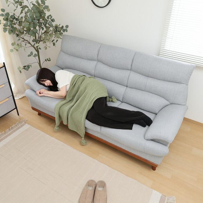 ファブリックソファ 3P 腰らく グレー 完成品 一部取付 W1860×D890 