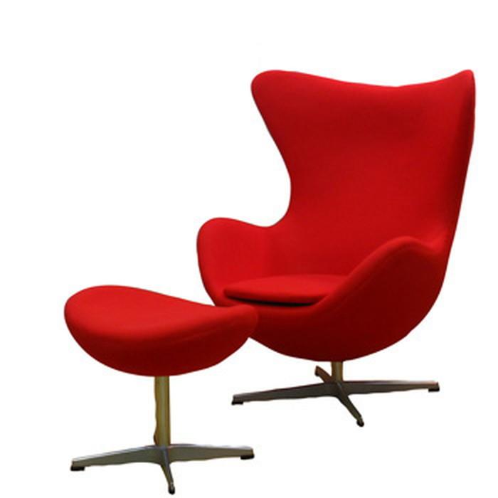 シルバーピーチ 保証付 アルネ・ヤコブセン エッグチェア オットマン付