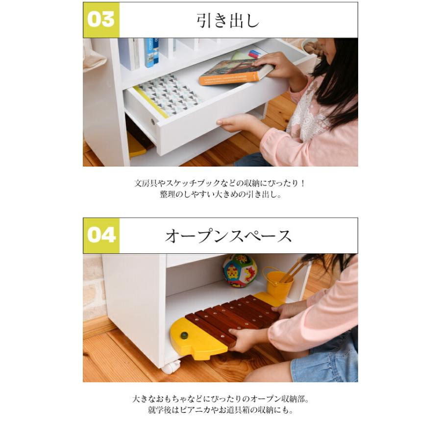 ランドセルラック 多機能 幅60 高さ85 奥行30 ランドセル 収納 子供部屋 キャスター付き 木製 本棚 子供 スリム ラック 絵本ラック キッズ ジュニア家具 jk-の画像