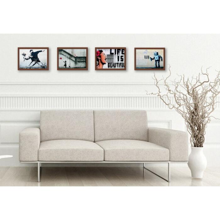 バンクシー Banksy インテリアアート Girl with Balloon 風船と少女 VS-1002BK-A2 フレームカラー：ブラック サイズ：A2 店舗 カフェ ラウンジ ロビー ホテ_1