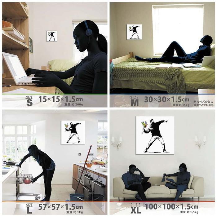 バンクシー デザイン Banksy Design 日本正規ライセンス 花投げ bdld-1907-002 XLサイズ 100cm×100cm アートパネル ファブリックパネル アートボード 壁掛の画像
