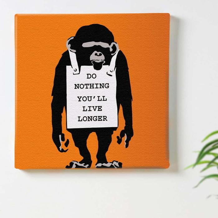 バンクシー デザイン Banksy Design 日本正規ライセンス エイプ bdld-1907-003 XLサイズ 100cm×100cm アートパネル ファブリックパネル アートボード 壁掛の画像
