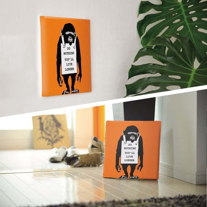 バンクシー デザイン Banksy Design 日本正規ライセンス エイプ bdld-1907-003 XLサイズ 100cm×100cm アートパネル ファブリックパネル アートボード 壁掛の画像
