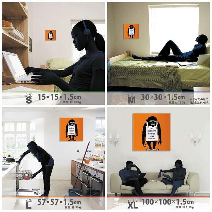 バンクシー デザイン Banksy Design 日本正規ライセンス エイプ bdld-1907-003 XLサイズ 100cm×100cm アートパネル ファブリックパネル アートボード 壁掛の画像