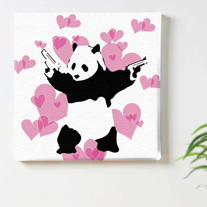 バンクシー デザイン Banksy Design 日本正規ライセンス ウォールデコ パンダ bdld-1907-004 XLサイズ 100cm×100cm アートパネル ファブリックパネル アーの画像