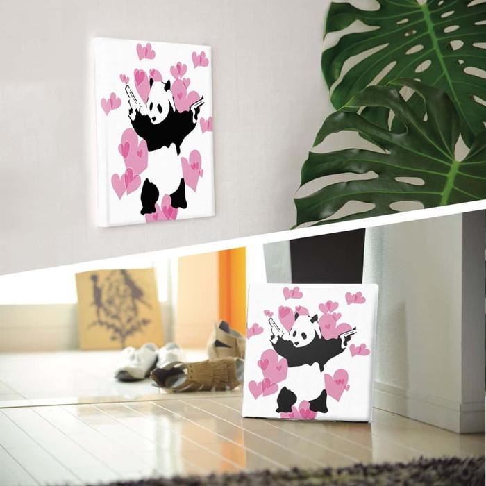 バンクシー デザイン Banksy Design 日本正規ライセンス ウォールデコ パンダ bdld-1907-004 XLサイズ 100cm×100cm アートパネル ファブリックパネル アーの画像
