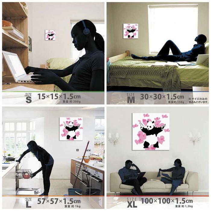 バンクシー デザイン Banksy Design 日本正規ライセンス ウォールデコ パンダ bdld-1907-004 XLサイズ 100cm×100cm アートパネル ファブリックパネル アーの画像