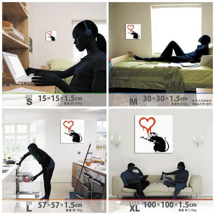バンクシー デザイン Banksy Design 日本正規ライセンス ハート bdld-1907-005 XLサイズ 100cm×100cm アートパネル ファブリックパネル アートボード 壁掛の画像