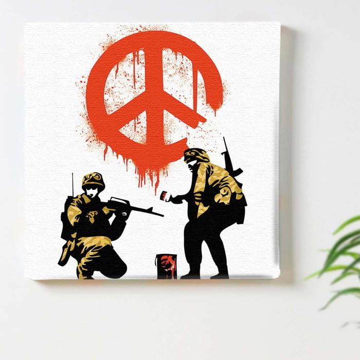 バンクシー デザイン Banksy Design 日本正規ライセンス ピースマーク アーミー bdld-1907-007 XLサイズ 100cm×100cm アートパネル ファブリックパネル アの画像