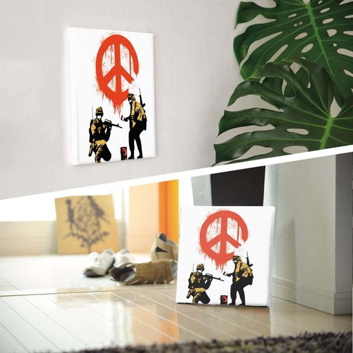 バンクシー デザイン Banksy Design 日本正規ライセンス ピースマーク アーミー bdld-1907-007 XLサイズ 100cm×100cm アートパネル ファブリックパネル アの画像