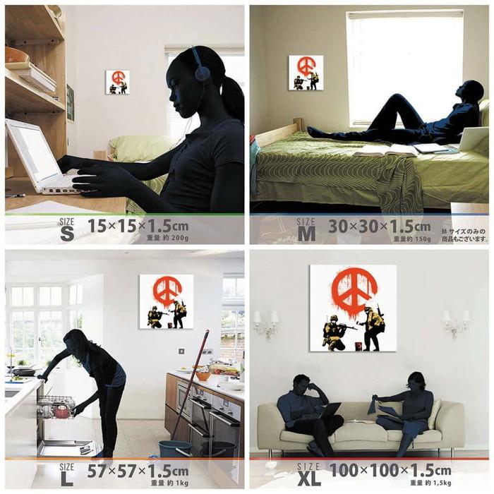バンクシー デザイン Banksy Design 日本正規ライセンス ピースマーク アーミー bdld-1907-007 XLサイズ 100cm×100cm アートパネル ファブリックパネル アの画像