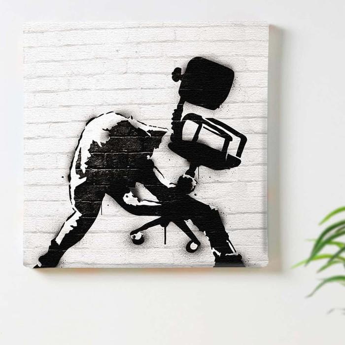 バンクシー デザイン Banksy Design 日本正規ライセンス モノクロ bdld-1907-008 XLサイズ 100cm×100cm アートパネル ファブリックパネル アートボード 壁の画像