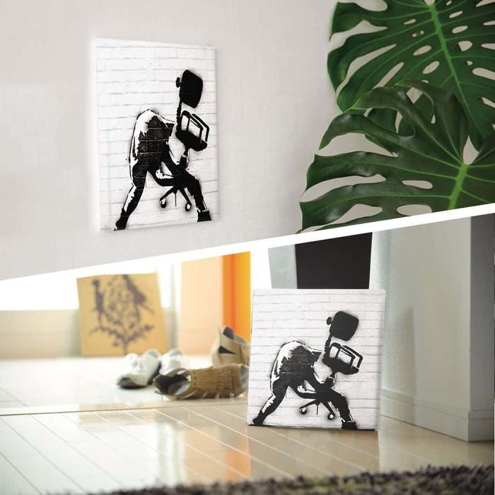 バンクシー デザイン Banksy Design 日本正規ライセンス モノクロ bdld-1907-008 XLサイズ 100cm×100cm アートパネル ファブリックパネル アートボード 壁の画像