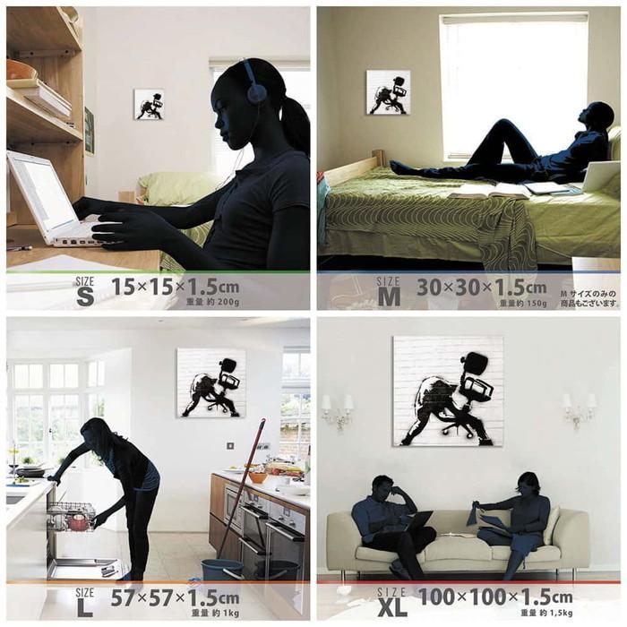 バンクシー デザイン Banksy Design 日本正規ライセンス モノクロ bdld-1907-008 XLサイズ 100cm×100cm アートパネル ファブリックパネル アートボード 壁の画像