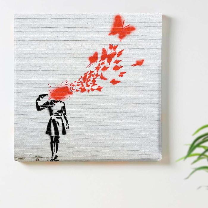バンクシー デザイン Banksy Design 日本正規ライセンス 拳銃 少女 bdld-1907-009 XLサイズ 100cm×100cm アートパネル ファブリックパネル アートボード 壁の画像