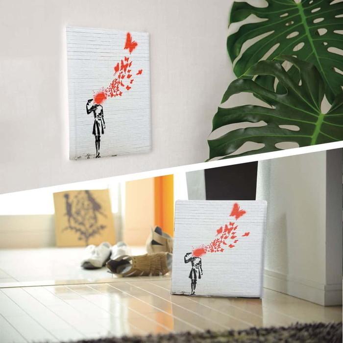 バンクシー デザイン Banksy Design 日本正規ライセンス 拳銃 少女 bdld-1907-009 XLサイズ 100cm×100cm アートパネル ファブリックパネル アートボード 壁の画像