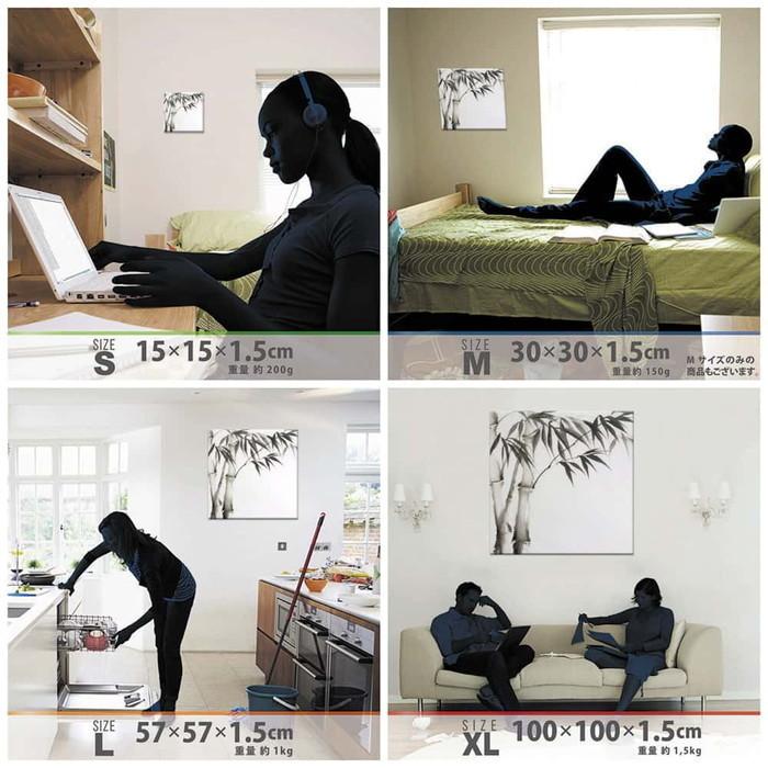 竹 水墨画 和 XLサイズ 100cm×100cm アートパネル ファブリックパネル