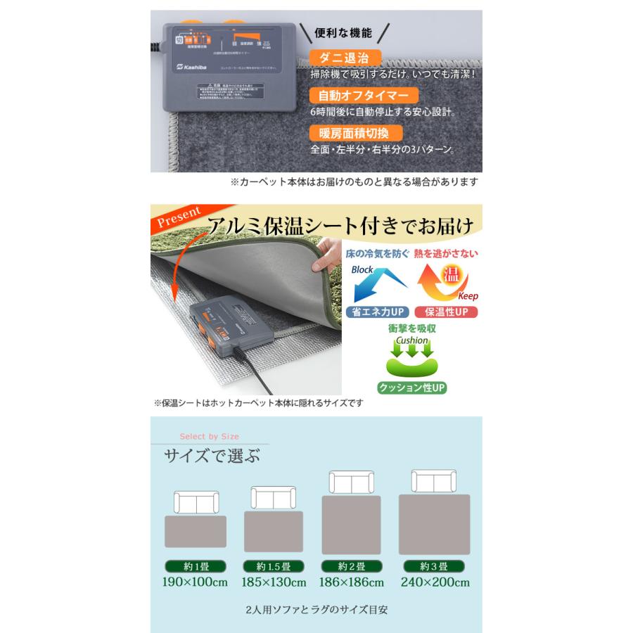 ホットカーペット カバー 電気カーペット対応 北欧ラグ マット モリス 3畳 240x200cm ホットカーペット本体セット ラグ ラグマット シャギー 無地 エルク フの画像