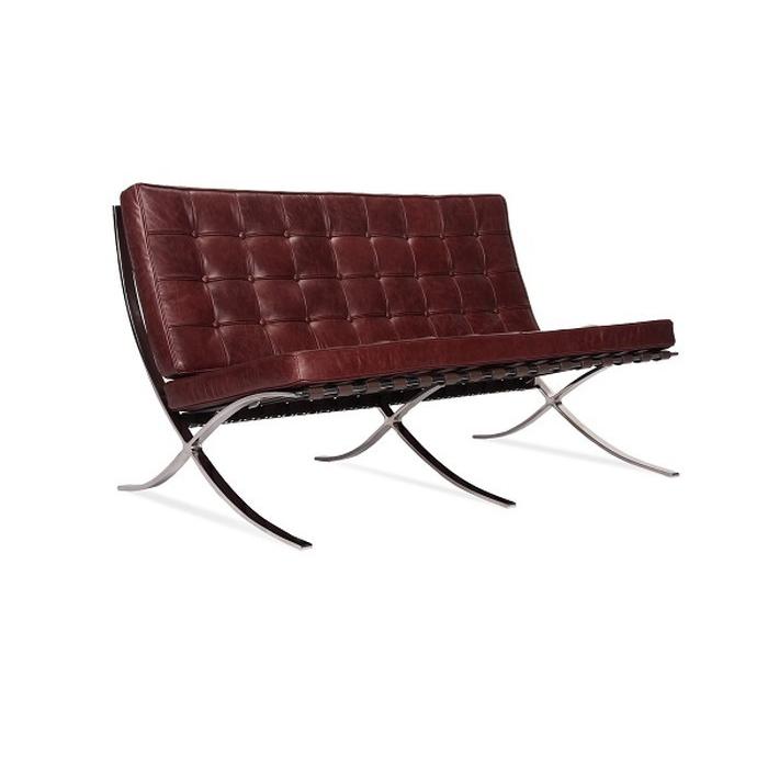 ミース・ファン・デル・ローエ バルセロナチェア 2人掛け 本革レザー