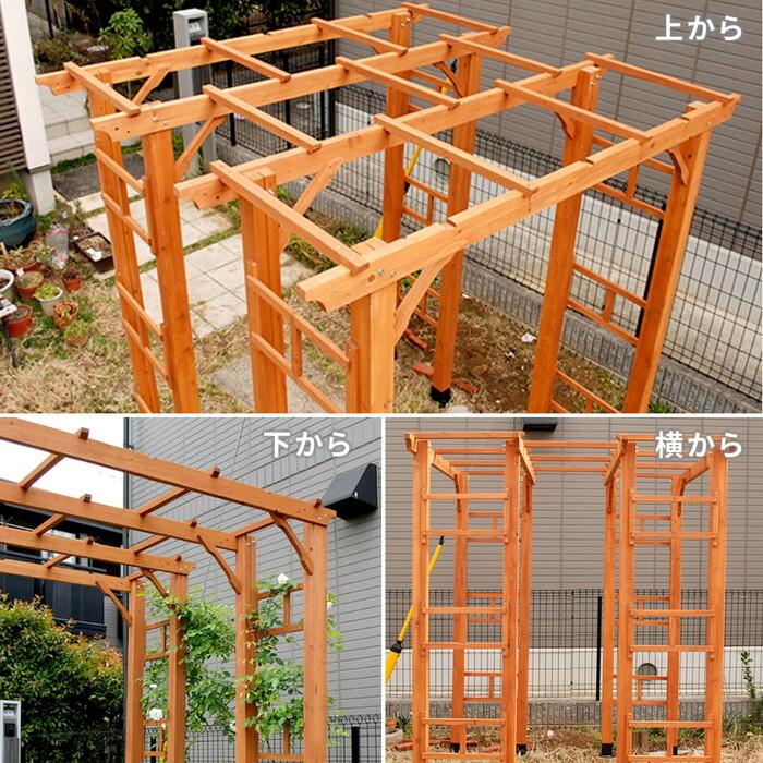 天然木製アーチ 190 3台 Flex Pergola フレックス パーゴラ FLPG-R1900-3P アーチ 大型 木製 ウッド 門 ゲート パーゴラ diy バラ 棚 オベリスク 幅190 smi-_6