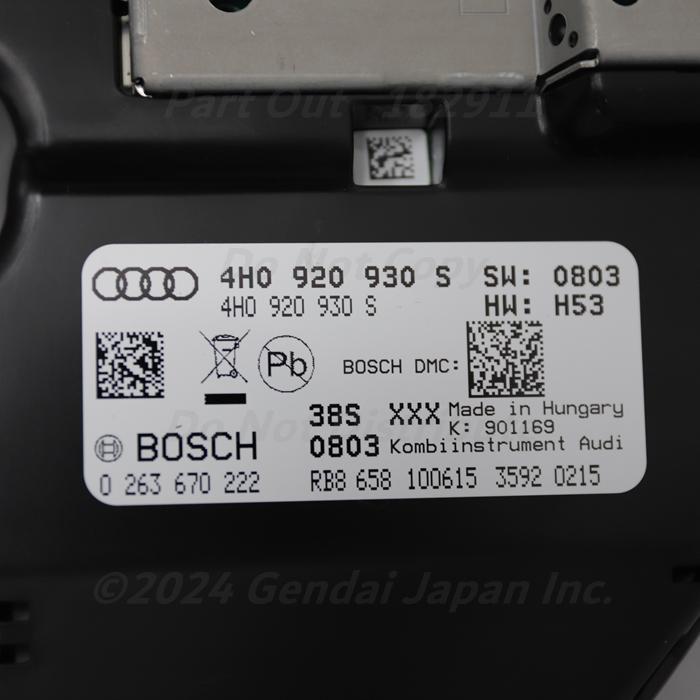 [A-46] A8 4H D4 後期 スピードメーター 4H0920930S アウディ 4HCTGF 中古