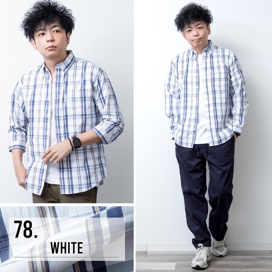 チェックシャツ メンズ ストライプ 長袖 シャツ ボタンダウン