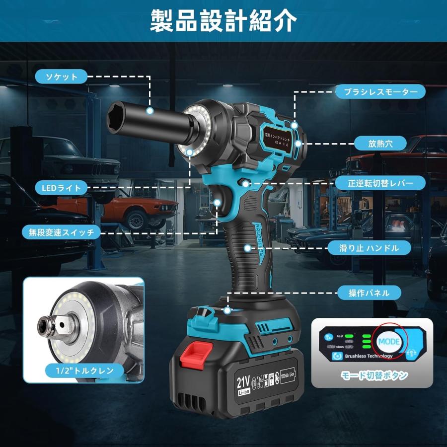 電動インパクトレンチ 充電式 18Vバッテリー対応 正逆切替 【バッテリーなし】 Amazon | 【700N·m・3600RPM・2年品質保証】 マキタ互換品 インパクト