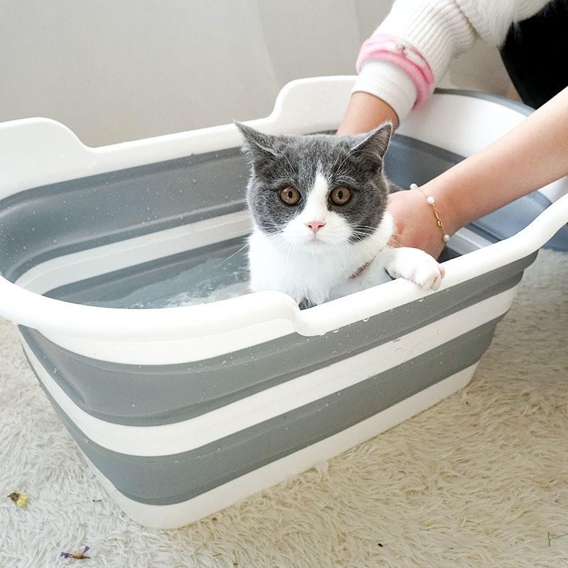 猫 犬浴槽 折り畳み 携帯 お風呂 おしゃれ バケツ 収納 コンパクト カゴ つけ置き洗い 洗い桶 ランドリー 折りたたみ おりたたみ  :tx212:ショップGeneral Pause - 通販 - Yahoo!ショッピング