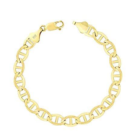 【予約販売】本 Solid Gold Yellow 10k 特別価格Nuragold 7.5mm Brac好評販売中 Jewelry Chain Link Mariner Anchor ブレスレット