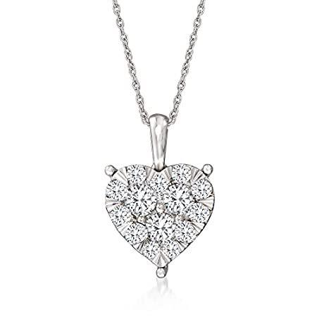 第一ネット Necklace Pendant Cluster Heart Diamond t.w. ct. 1.00 特別価格Ross-Simons in Wh好評販売中 14kt ネックレス、ペンダント