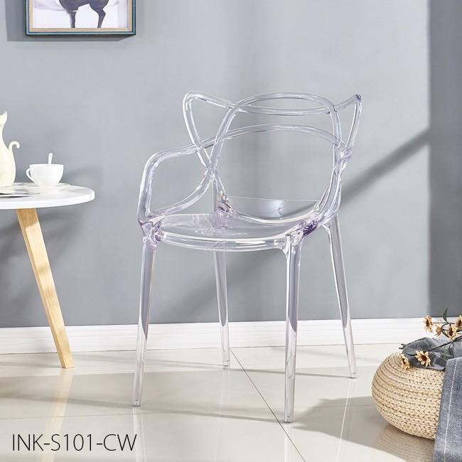 イス おしゃれ ダイニング クリアチェア マスターズ デザイン 白 黒
