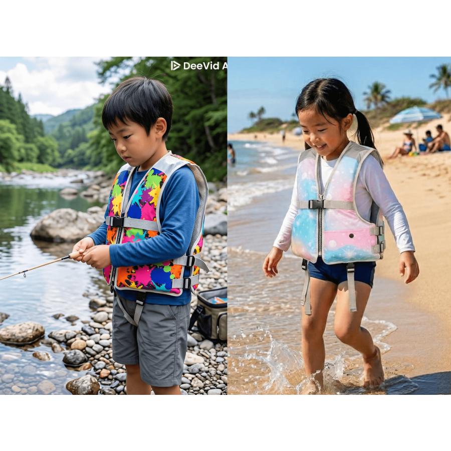 ライフジャケット 子供 釣り 4サイズ 6色 水遊び フローティングベスト