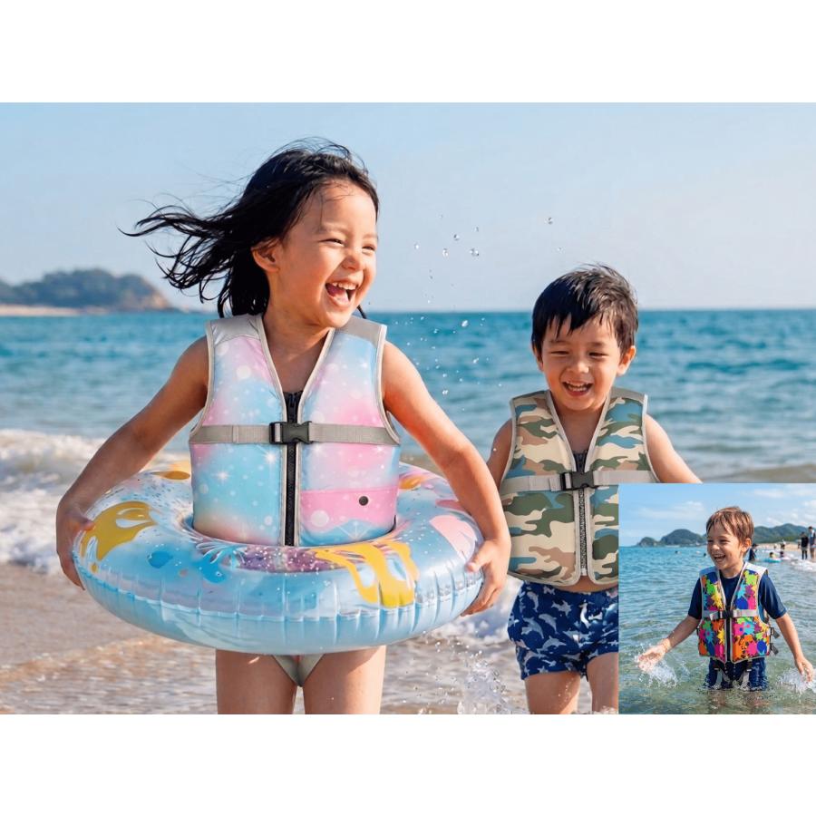 ライフジャケット 子供 釣り 4サイズ 6色 水遊び フローティングベスト