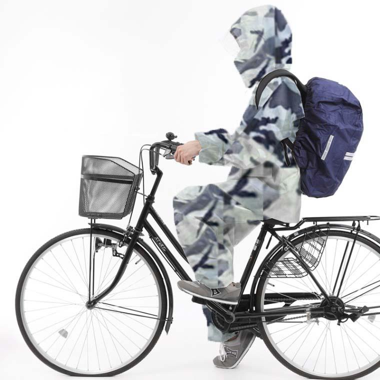 迷彩 カモフラ レインスーツ 透湿 防水 カッパ 上下セット 男女兼用 M