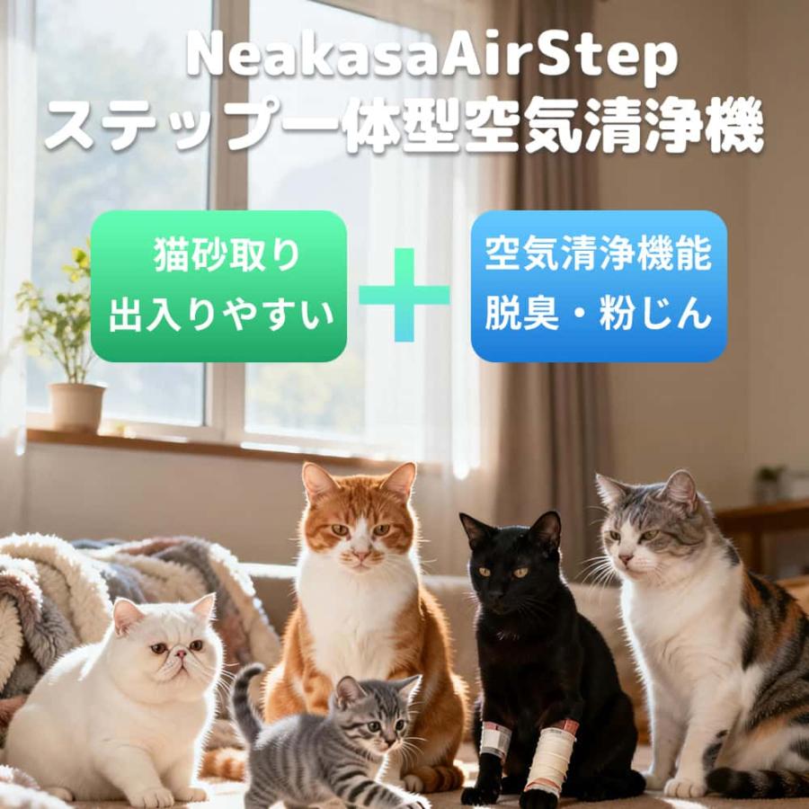 Neakasa AirStep 猫トイレ用脱臭ステップ 空気清浄機能付き 2-in-1