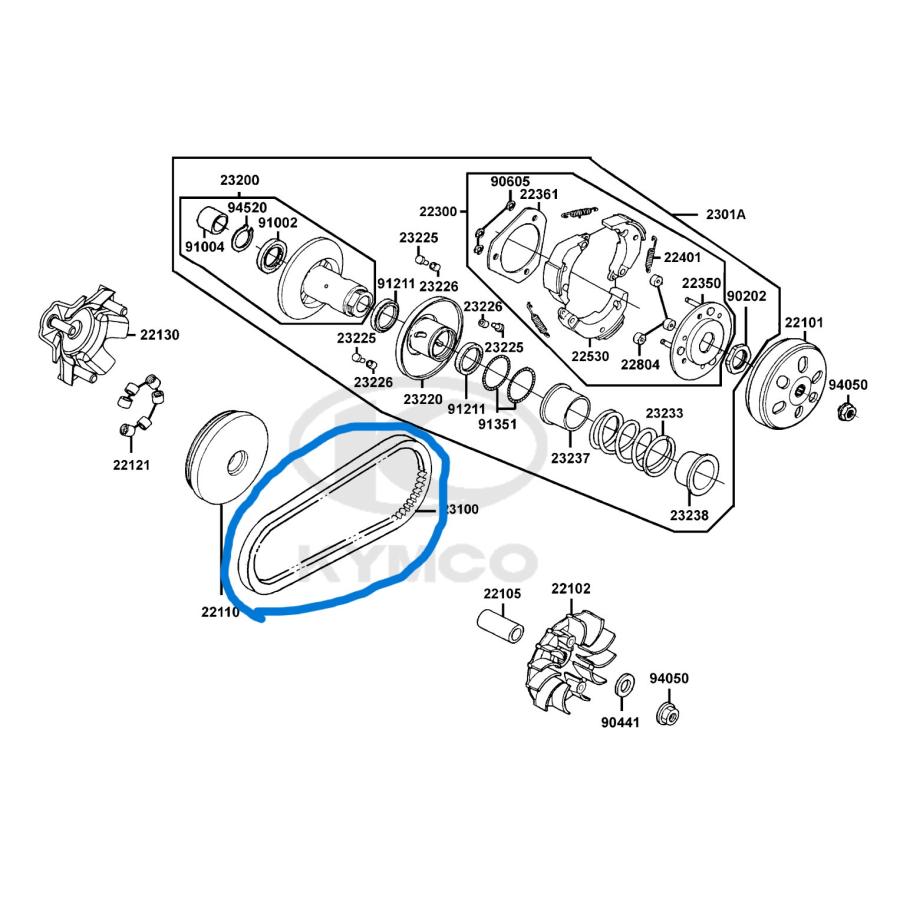 KYMCO キムコ 純正部品 RACING S 150 SR30JD(JP) ドライブベルト 純正