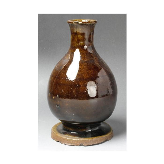 【源・Ｓ】《旧家初出品》《江戸期》古琉球 褐釉 台付 小瓶｜genjian39｜02