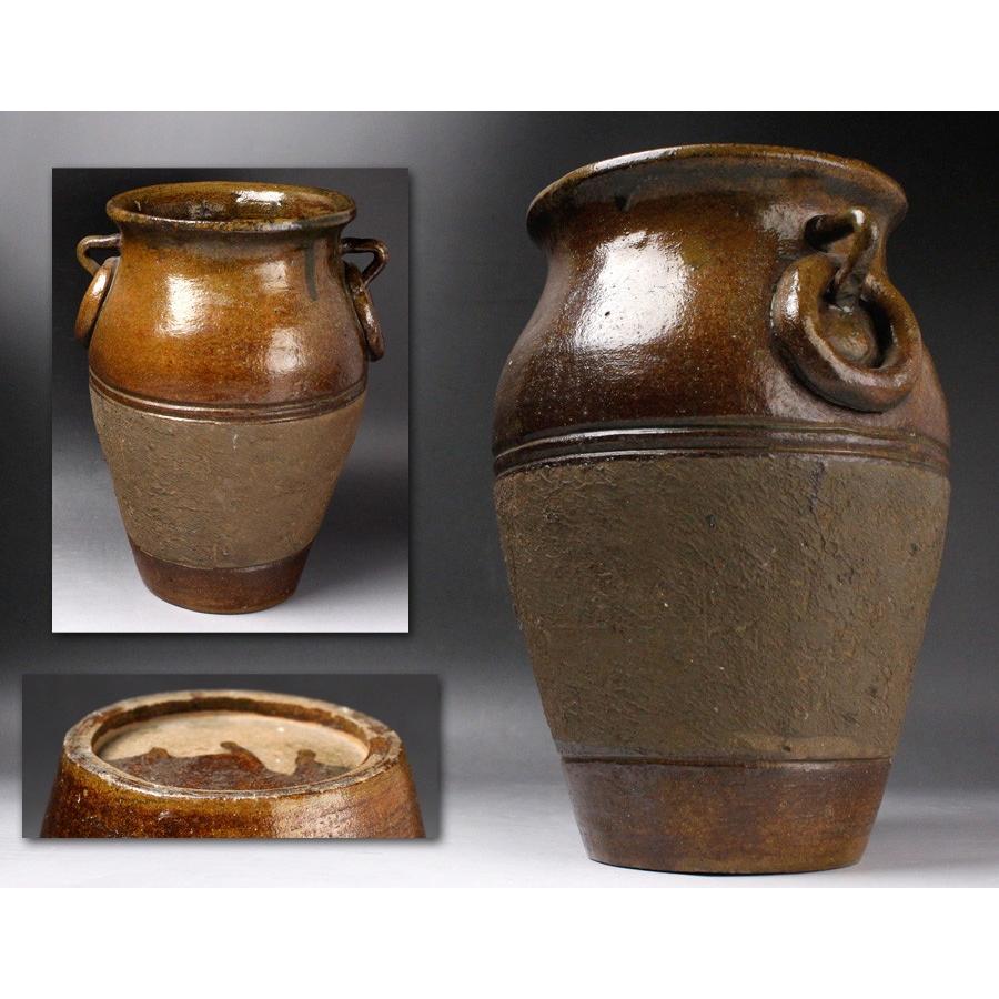 【源・Ｓ】《名曲》《日本の首都期》古琉球 二耳 花生/箱付 美術、工芸品-陶芸-楽器、手芸、コレクション